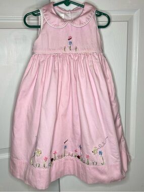 Strasburg Pink Embroidered Fully Lined Tie Back Sleeveless Long Dress Toddler 2
